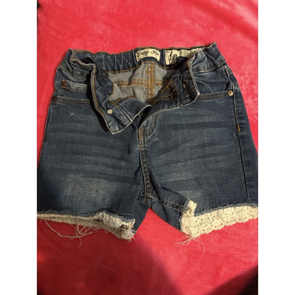 Indigo Rein Girls Size 10 Blue Denim Cut-Off Shorts Medium Wash Pockets Button